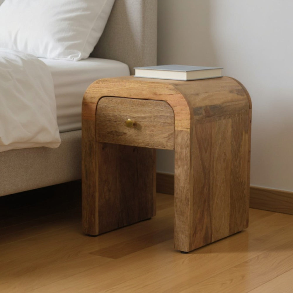 HomeRoots 16" Beige Solid Wood Nightstand with Drawer - Modern, Versatile Accent Table for Any Room Décor 651526