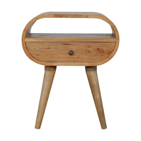 HomeRoots 21" Natural Solid Wood Oval Nightstand with Drawer - Stylish Compact Storage for Any Room 651527