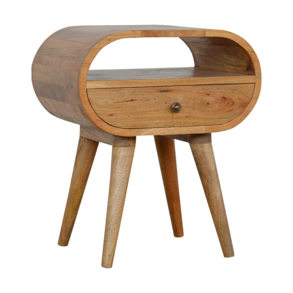 HomeRoots 21" Natural Solid Wood Oval Nightstand with Drawer - Stylish Compact Storage for Any Room 651527