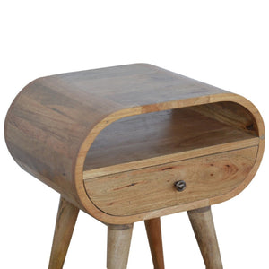 HomeRoots 21" Natural Solid Wood Oval Nightstand with Drawer - Stylish Compact Storage for Any Room 651527
