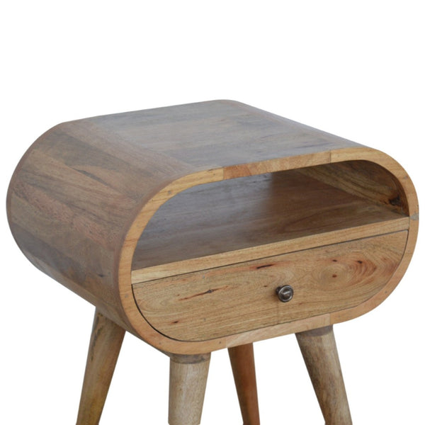 HomeRoots 21" Natural Solid Wood Oval Nightstand with Drawer - Stylish Compact Storage for Any Room 651527