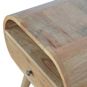 HomeRoots 21" Natural Solid Wood Oval Nightstand with Drawer - Stylish Compact Storage for Any Room 651527