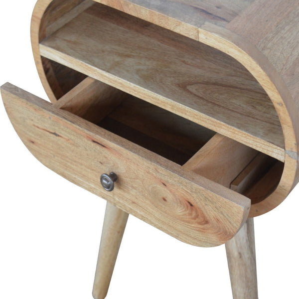 HomeRoots 21" Natural Solid Wood Oval Nightstand with Drawer - Stylish Compact Storage for Any Room 651527