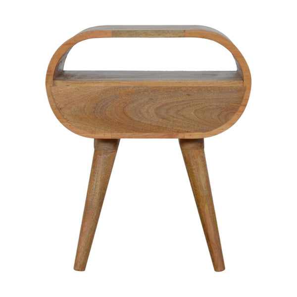 HomeRoots 21" Natural Solid Wood Oval Nightstand with Drawer - Stylish Compact Storage for Any Room 651527