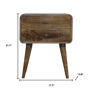 HomeRoots 22" Natural Solid Wood Distressed Two-Drawer Nightstand - Rustic Charm Meets Modern Elegance! 651528
