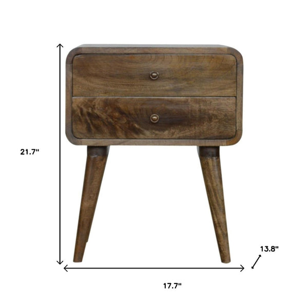 HomeRoots 22" Natural Solid Wood Distressed Two-Drawer Nightstand - Rustic Charm Meets Modern Elegance! 651528