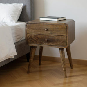 HomeRoots 22" Natural Solid Wood Distressed Two-Drawer Nightstand - Rustic Charm Meets Modern Elegance! 651528