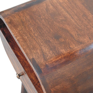 HomeRoots 21" Elegant Walnut Solid Wood Oval Nightstand with Drawer - Perfect for Small Spaces & Storage 651529