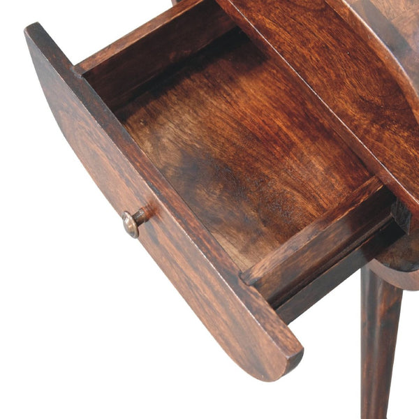 HomeRoots 21" Elegant Walnut Solid Wood Oval Nightstand with Drawer - Perfect for Small Spaces & Storage 651529