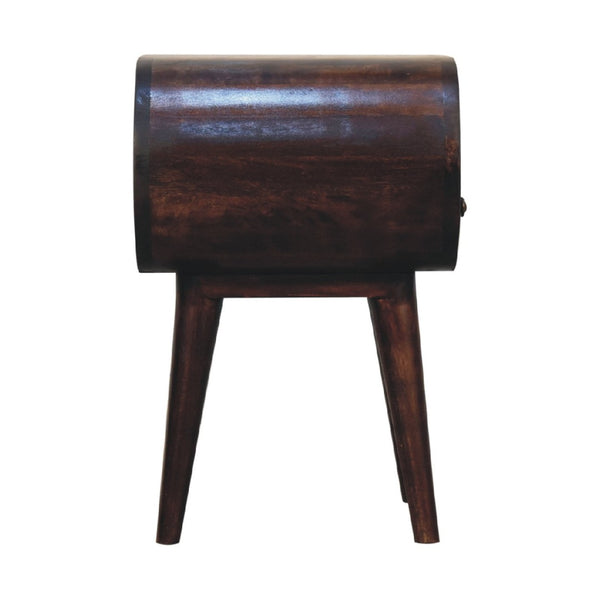 HomeRoots 21" Elegant Walnut Solid Wood Oval Nightstand with Drawer - Perfect for Small Spaces & Storage 651529