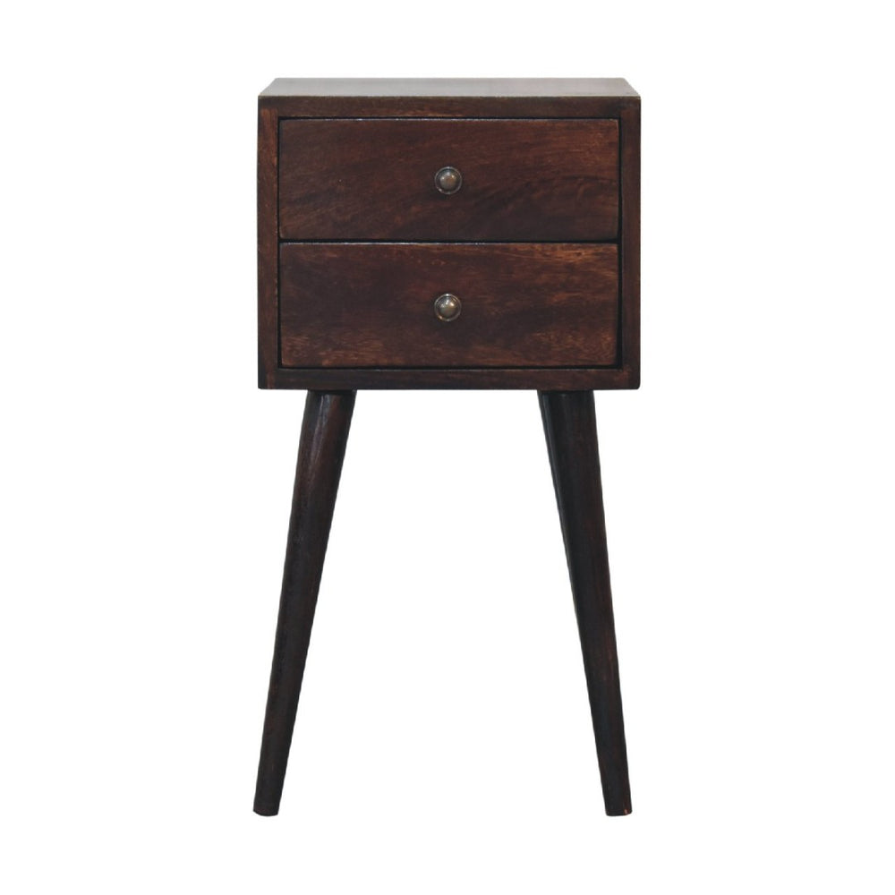 HomeRoots 22" Walnut Solid Wood Nightstand - Handcrafted Mid-Century Two-Drawer Table for Versatile Storage 651530