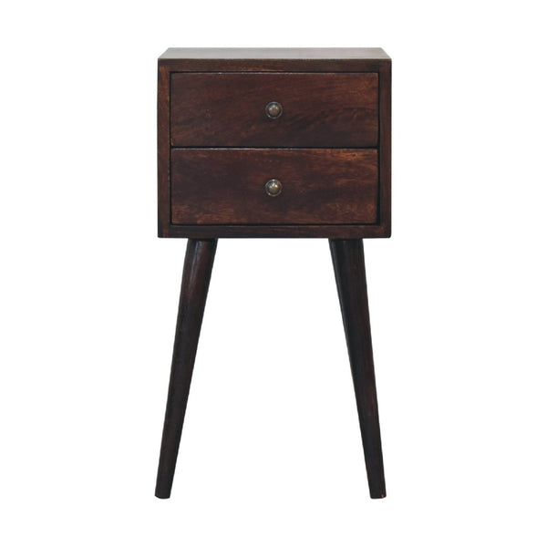 HomeRoots 22" Walnut Solid Wood Nightstand - Handcrafted Mid-Century Two-Drawer Table for Versatile Storage 651530