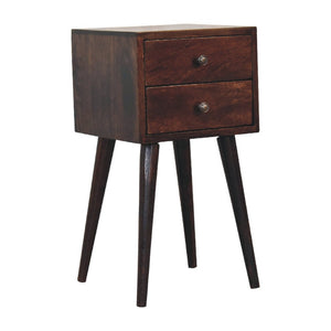 HomeRoots 22" Walnut Solid Wood Nightstand - Handcrafted Mid-Century Two-Drawer Table for Versatile Storage 651530