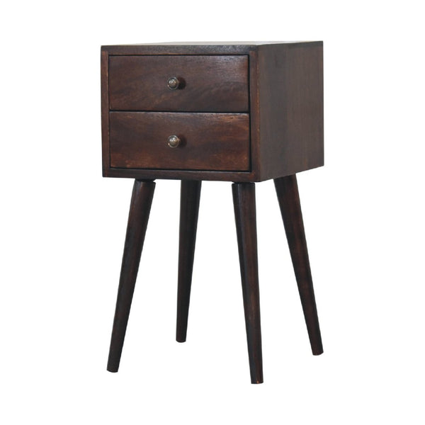 HomeRoots 22" Walnut Solid Wood Nightstand - Handcrafted Mid-Century Two-Drawer Table for Versatile Storage 651530