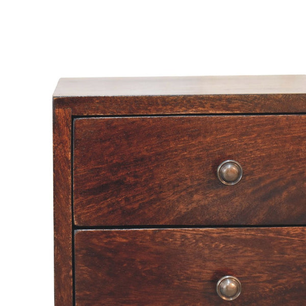 HomeRoots 22" Walnut Solid Wood Nightstand - Handcrafted Mid-Century Two-Drawer Table for Versatile Storage 651530