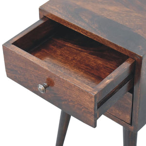 HomeRoots 22" Walnut Solid Wood Nightstand - Handcrafted Mid-Century Two-Drawer Table for Versatile Storage 651530