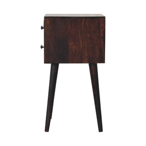 HomeRoots 22" Walnut Solid Wood Nightstand - Handcrafted Mid-Century Two-Drawer Table for Versatile Storage 651530