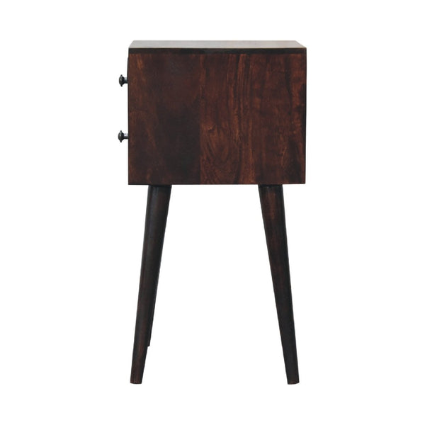 HomeRoots 22" Walnut Solid Wood Nightstand - Handcrafted Mid-Century Two-Drawer Table for Versatile Storage 651530