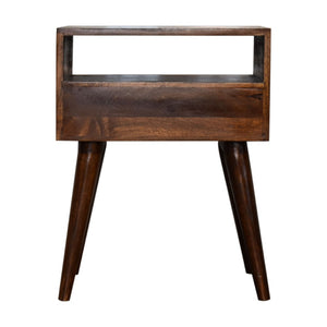 HomeRoots 22" Chestnut Solid Wood Nightstand with Drawer & Open Shelf – Stylish Storage for Any Space! 651531