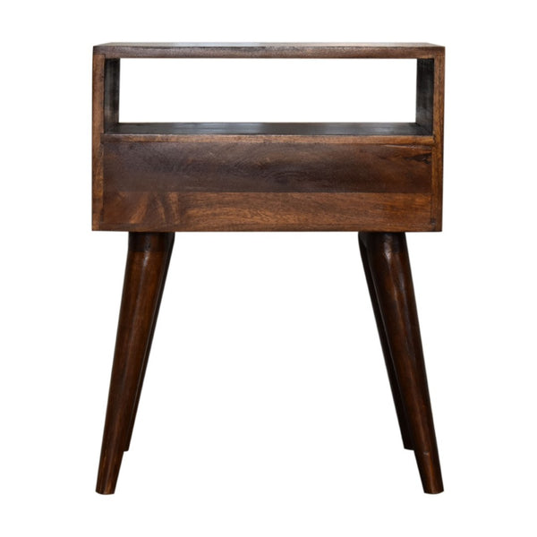 HomeRoots 22" Chestnut Solid Wood Nightstand with Drawer & Open Shelf – Stylish Storage for Any Space! 651531