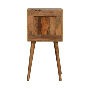 HomeRoots 24" Handcrafted Solid Mango Wood Nightstand with Geometric Carving – Stylish Storage for Any Space 651532
