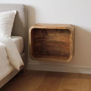 HomeRoots 12" Stylish Oak Floating Nightstand - Compact Solid Wood Shelving Solution for Modern Bedrooms 651533