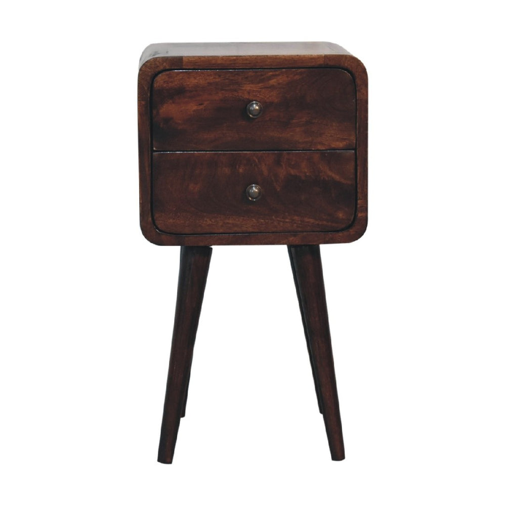 HomeRoots 22" Handcrafted Walnut Solid Wood Nightstand with Two Drawers – Stylish Storage for Any Space 651535