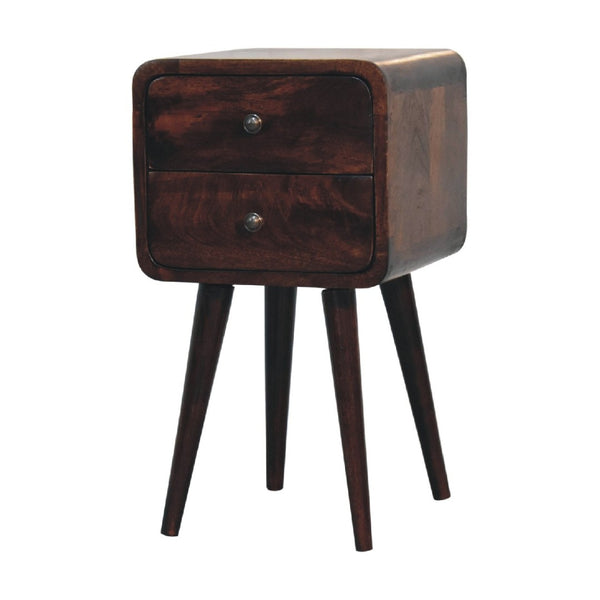 HomeRoots 22" Handcrafted Walnut Solid Wood Nightstand with Two Drawers – Stylish Storage for Any Space 651535