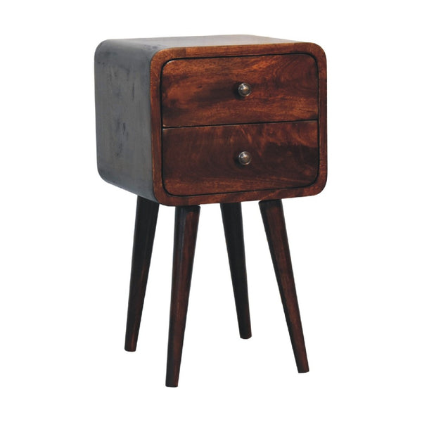 HomeRoots 22" Handcrafted Walnut Solid Wood Nightstand with Two Drawers – Stylish Storage for Any Space 651535