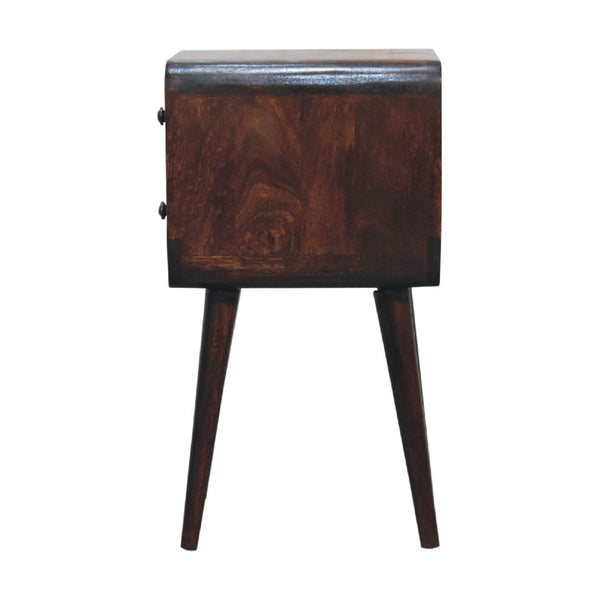 HomeRoots 22" Handcrafted Walnut Solid Wood Nightstand with Two Drawers – Stylish Storage for Any Space 651535