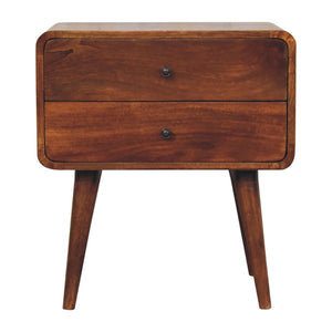 HomeRoots 24" Chestnut Solid Mango Wood Nightstand - Handcrafted Two-Drawer Table for Timeless Bedroom Style 651536