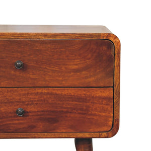 HomeRoots 24" Chestnut Solid Mango Wood Nightstand - Handcrafted Two-Drawer Table for Timeless Bedroom Style 651536