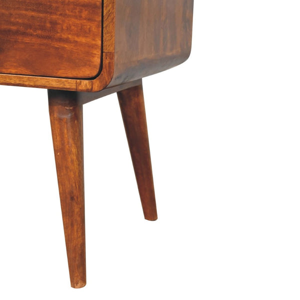 HomeRoots 24" Chestnut Solid Mango Wood Nightstand - Handcrafted Two-Drawer Table for Timeless Bedroom Style 651536