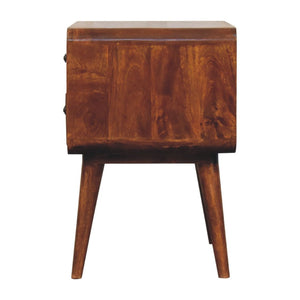 HomeRoots 24" Chestnut Solid Mango Wood Nightstand - Handcrafted Two-Drawer Table for Timeless Bedroom Style 651536