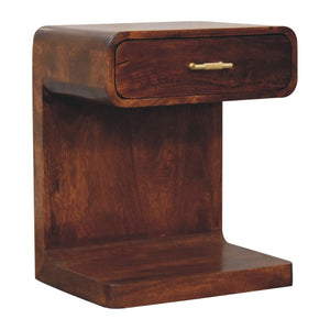 HomeRoots 22" Chestnut Solid Wood Nightstand - Stylish One Drawer Table with Open Floor Shelf for Storage 651537