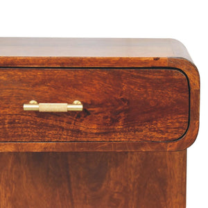 HomeRoots 22" Chestnut Solid Wood Nightstand - Stylish One Drawer Table with Open Floor Shelf for Storage 651537