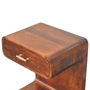 HomeRoots 22" Chestnut Solid Wood Nightstand - Stylish One Drawer Table with Open Floor Shelf for Storage 651537
