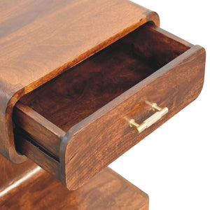 HomeRoots 22" Chestnut Solid Wood Nightstand - Stylish One Drawer Table with Open Floor Shelf for Storage 651537