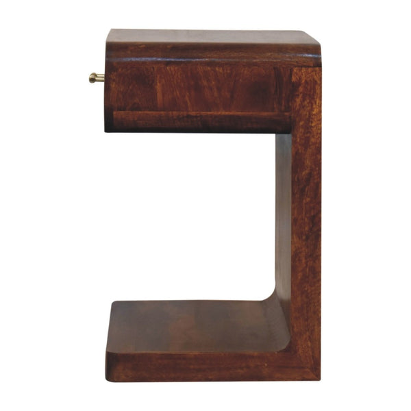 HomeRoots 22" Chestnut Solid Wood Nightstand - Stylish One Drawer Table with Open Floor Shelf for Storage 651537