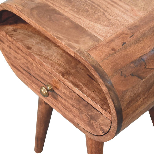 HomeRoots 21" Solid Mango Wood Oval Nightstand with One Drawer - Handcrafted, Elegant, and Versatile Storage Solution 651538