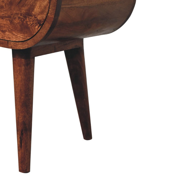 HomeRoots 21" Solid Mango Wood Oval Nightstand with One Drawer - Handcrafted, Elegant, and Versatile Storage Solution 651538