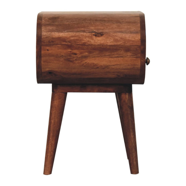 HomeRoots 21" Solid Mango Wood Oval Nightstand with One Drawer - Handcrafted, Elegant, and Versatile Storage Solution 651538
