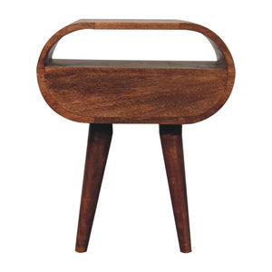 HomeRoots 21" Solid Mango Wood Oval Nightstand with One Drawer - Handcrafted, Elegant, and Versatile Storage Solution 651538