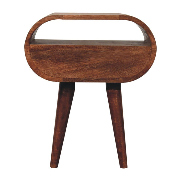 HomeRoots 21" Solid Mango Wood Oval Nightstand with One Drawer - Handcrafted, Elegant, and Versatile Storage Solution 651538