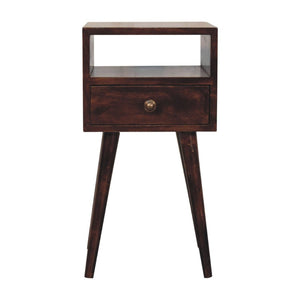 HomeRoots 22" Walnut Nightstand - Handcrafted Solid Wood with Drawer & Open Shelf for Stylish Storage Solutions 651539