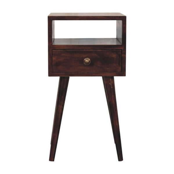 HomeRoots 22" Walnut Nightstand - Handcrafted Solid Wood with Drawer & Open Shelf for Stylish Storage Solutions 651539