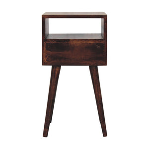 HomeRoots 22" Walnut Nightstand - Handcrafted Solid Wood with Drawer & Open Shelf for Stylish Storage Solutions 651539