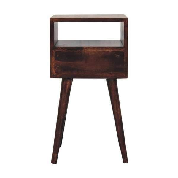 HomeRoots 22" Walnut Nightstand - Handcrafted Solid Wood with Drawer & Open Shelf for Stylish Storage Solutions 651539