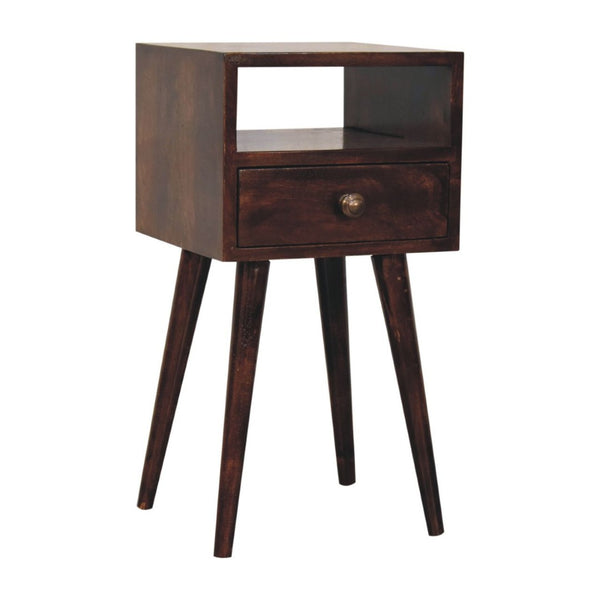 HomeRoots 22" Walnut Nightstand - Handcrafted Solid Wood with Drawer & Open Shelf for Stylish Storage Solutions 651539