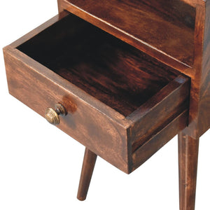 HomeRoots 22" Walnut Nightstand - Handcrafted Solid Wood with Drawer & Open Shelf for Stylish Storage Solutions 651539